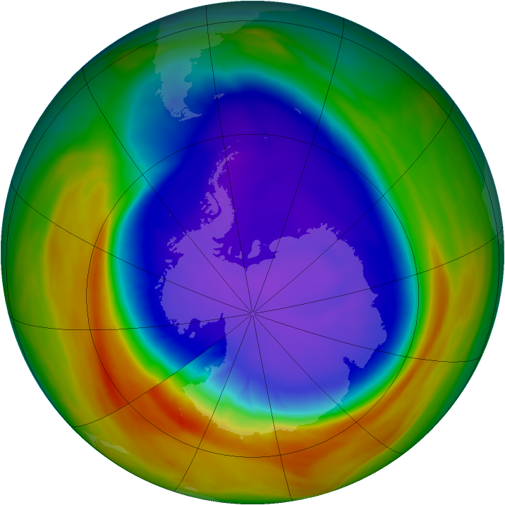 Antarctic ozone map for 24 September 2007